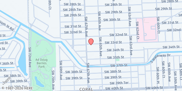 Map showing Ebenezer Spanish SDA Church at 6566 SW 33rd St, Miami, FL