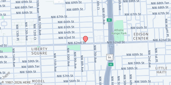 Map showing Eglise Baptiste Un Seul Dieu at 761 NW 62nd St., Miami, FL