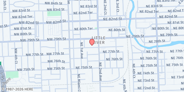 Map showing Ephphatha Baptist Church at 157 NE 78th St, Miami, FL