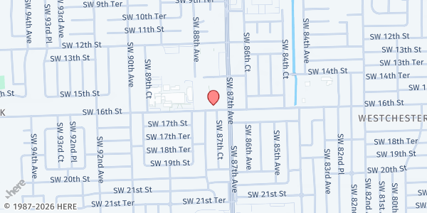 Map showing First Baptist Church of Coral Park at 8755 SW 16th St, Miami, FL