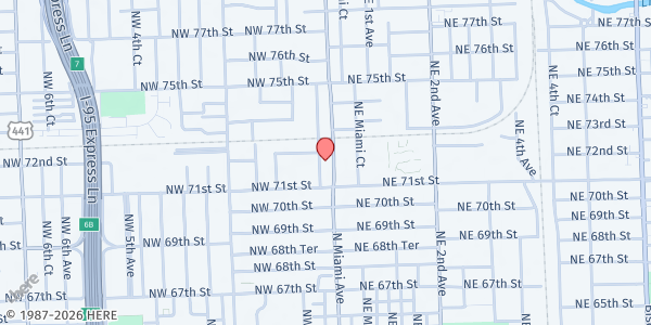 Map showing First Haitian COG at 7140 N Miami Ave, Miami, FL