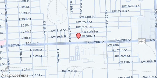 Map showing Fountain of Life Apostolic Church at 3505 NW 79th St., Miami, FL