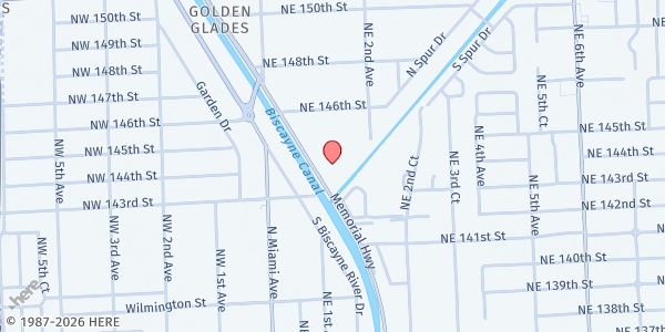 Map showing Haitian Evangelical Baptist Church at 14455 Memorial Hwy., Miami, FL