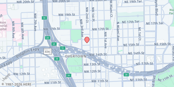 Map showing Lotus House Women's Shelter at 217 NW 15th St., Miami, FL