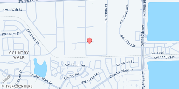 Map showing Matthew 25 Food Pantry at 14205 SW 142nd Ave, Miami, FL