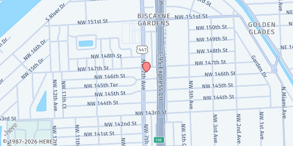 Map showing Pass It On Ministries at 14617 NW 7th Ave., Miami, FL