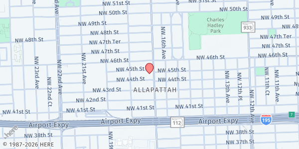 Map showing Refuge Church of Our Lord at 4450 NW 17th Ave., Miami, FL