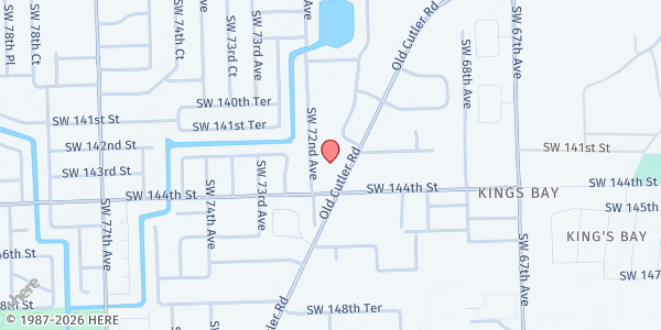 Map showing St. Andrew's Episcopal Church at 14260 Old Cutler Rd., Miami, FL