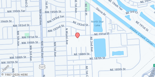 Map showing St. VDP Visitation at 100 NE 191st St., Miami, FL