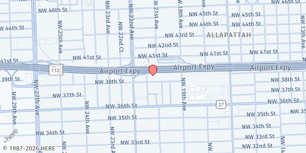 Map showing The Salvation Army Center of Hope Miami at 1907 NW 38th St., Miami, FL