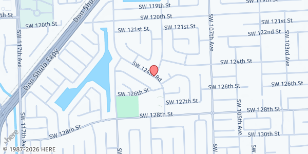 Map showing True Deliverance Church of Christ at 18300 SW 109th Ave., Miami, FL