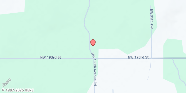 Map showing New Saint Paul Church at 19431 NW 100th Avenue Rd, Micanopy, FL