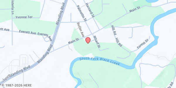 Map showing Black Creek Methodist Church (The Food Bridge) at 3925 Main St., Middleburg, FL