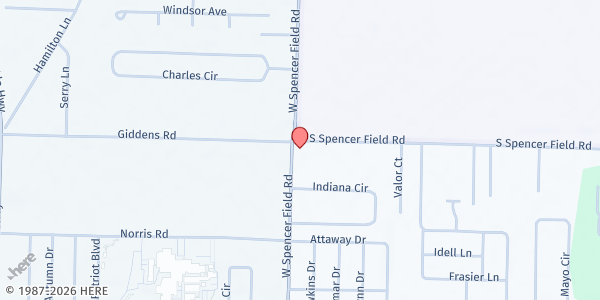 Map showing Destiny Bible Church at 4980 W. Spencer Field Rd., Milton, FL