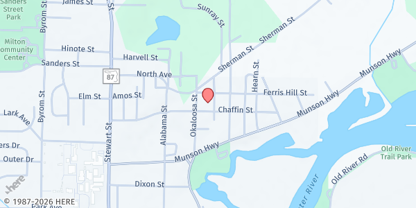 Map showing Ferris Hill Baptist Church at 6848 Chaffin St., Milton, FL