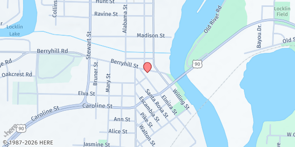 Map showing First United Methodist Church of Milton at 6819 Berryhill St., Milton, FL