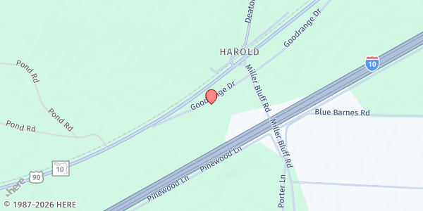 Map showing Harold Assembly of God at 10495 Goodrange Dr., Milton, FL