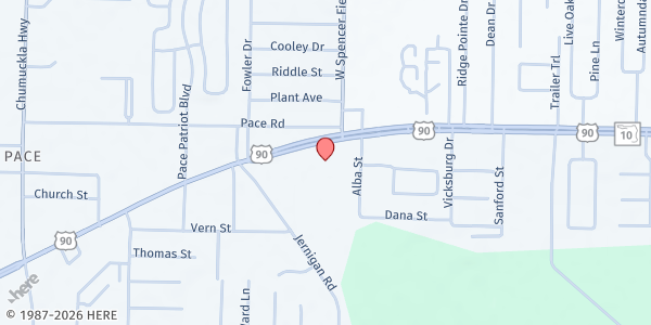 Map showing Immanuel Baptist Church at 4187 US-90, Milton, FL