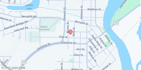 Map showing Margaret Street Church of Christ at 6745 Margaret St, Milton, FL
