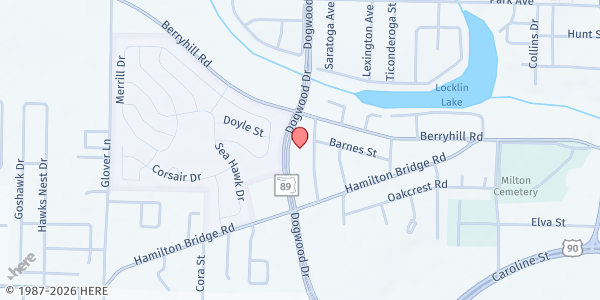 Map showing Olivet Baptist Church at 5240 Dogwood Dr., Milton, FL