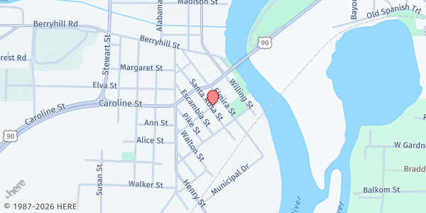 Map showing St. Mary's Episcopal Church at 6859 Oak St, Milton, FL