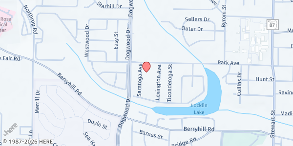 Map showing St. Rose of Lima Catholic Church at 6451 Park Ave., Milton, FL