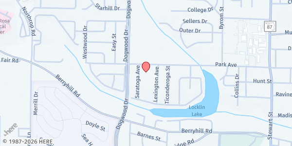 Map showing St. Rose of Lima Catholic Church at 6451 Park Ave., Milton, FL