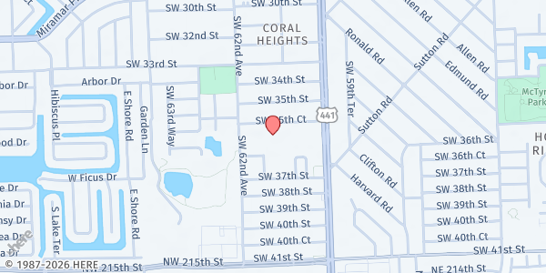 Map showing Emmanuel Apostolic Church at 6114 SW 35th Ct., Miramar, FL