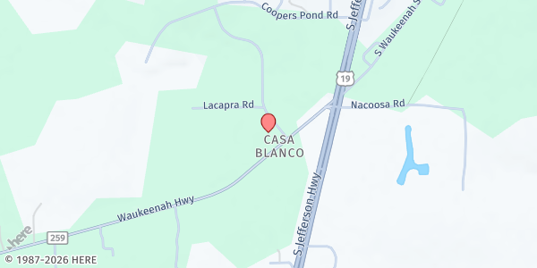 Map showing A New Day Initiative Monticello at 1599 Waukeenah Hwy, Monticello, FL