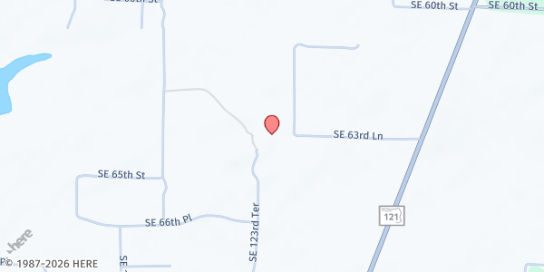 Map showing Living Water Life Center at 6491 SE 123rd Terrace, Morriston, FL
