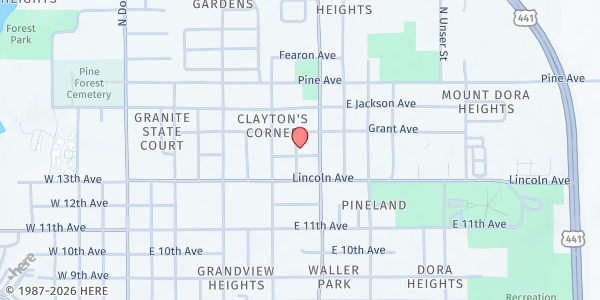 Map showing Lake Cares at Martin Luther King Center at 803 Florida Ave., Mt. Dora, FL