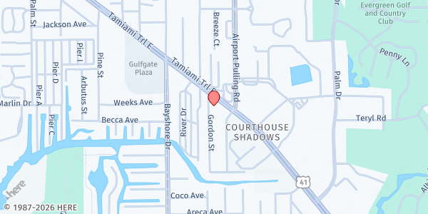 Map showing Family Resource Center - Catholic Charities Collier at 3174 TAMIAMI TRAIL EAST, NAPLES, FL