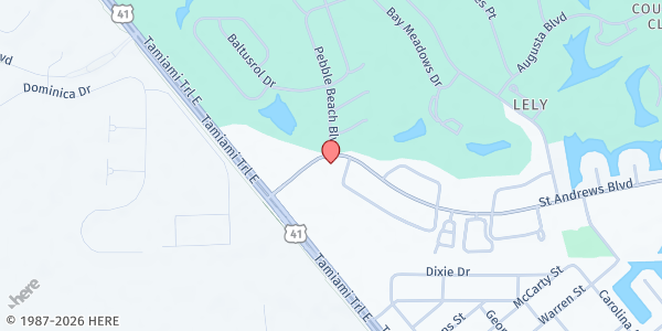 Map showing Lely Presbyterian Church at 110 St. Andrews Blvd, Naples, FL