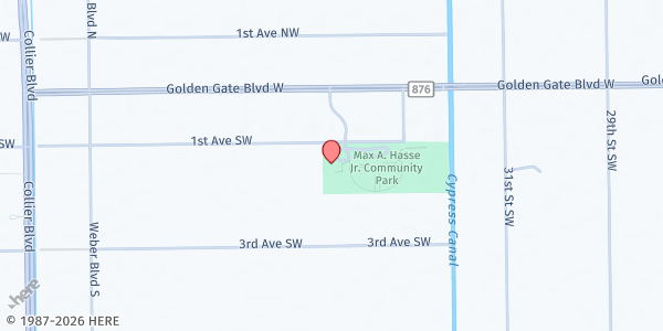 Map showing Max A Hasse Jr. Community Park at 3390 Golden Gate Blvd, Naples, FL