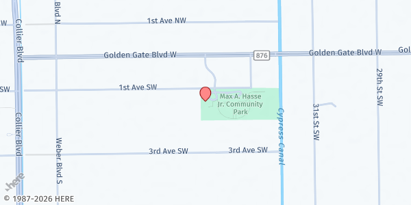 Map showing Meals of Hope: Max A. Hasse Community Park at 3390 Golden Gate Blvd, Naples, FL
