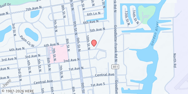 Map showing Meals of Hope: River Park Community Center at 301 11th St. N., Naples, FL