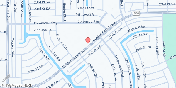 Map showing MINISTERIO INTERNACIONAL DIOS ES AMOR at 4989 Golden Gate Pkwy, Naples, FL