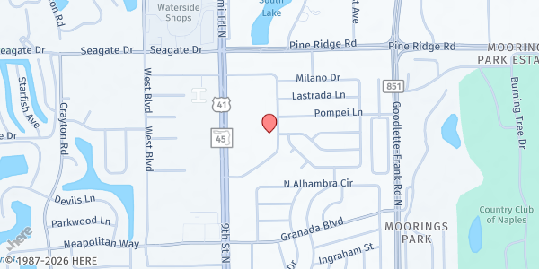 Map showing Naples Senior Center at 5025 Castello Dr., Naples, FL