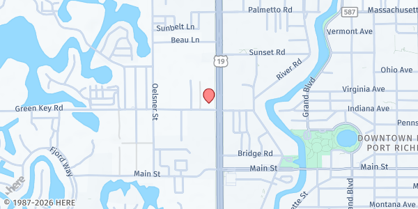 Map showing Baylife Counseling - New Port Richey at 6611 U.S. 19, New Port Richey, FL