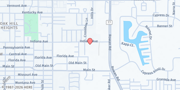 Map showing Covenant Christian Church at 6814 Indiana Avenue, New Port Richey, FL