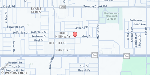Map showing Elfer's Senior Center at 41316 Barker Drive, New Port Richey, FL