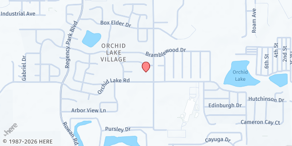 Map showing The Encounter Church at 7425 Orchid Lake Road, New Port Richey, FL