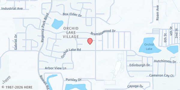 Map showing The Encounter (JA Ministries) at 7425 Orchid Lake Rd., New Port Richey, FL