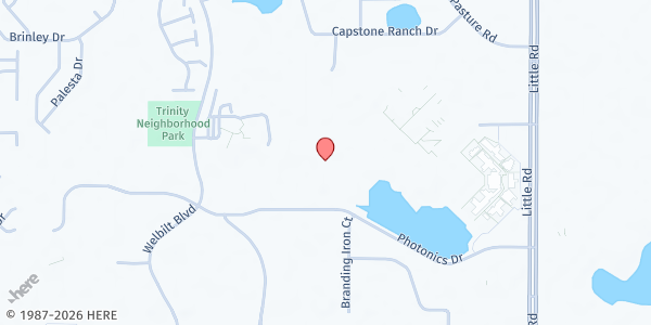 Map showing YMCA Trinity at 8411 Photonics Drive, New Port Richey, FL