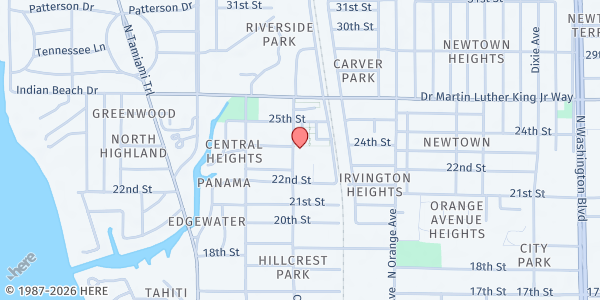 Map showing Janie's Garden at 2350 Central Avenue, Newtown, FL