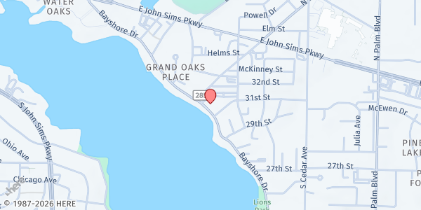 Map showing First Baptist Church on Bayshore at 622 Bayshore Dr., Niceville, FL