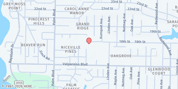 Map showing Niceville Catholic Outreach at 1200 Valparaiso Blvd., Niceville, FL