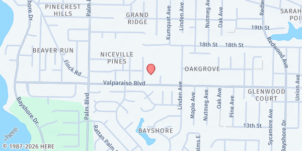 Map showing Niceville Catholic Outreach at 1200 Valparaiso Blvd, Niceville, FL
