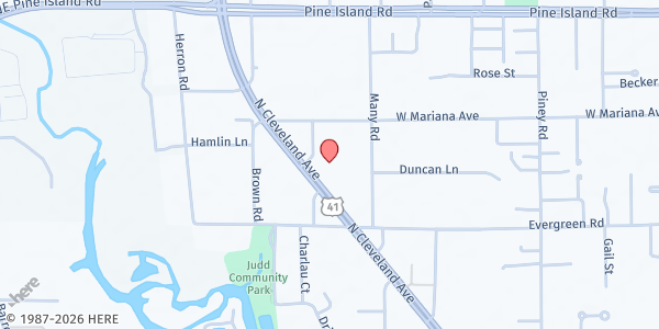 Map showing All Souls Episcopal Pantry at 14640 N. Cleveland Ave., North Fort Myers, FL