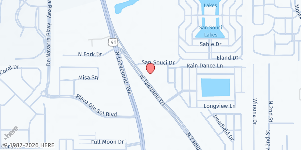 Map showing Living Word Ministries Food Pantry at 2900 N. Tamiami Trail, North Fort Myers, FL